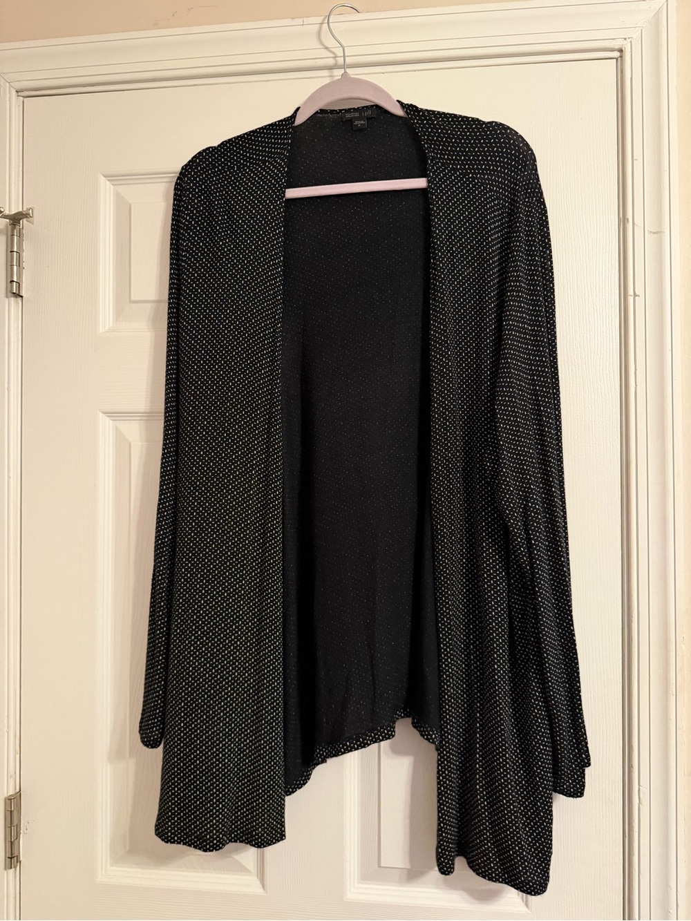 J. Jill Black Cardigan with White Polka Dot Pattern